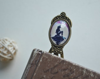 The little mermaid Bookmark Steampunk mermaid waiting on the rock book marker retro ocean picture bookmark jewelry unisex gift (BK001)