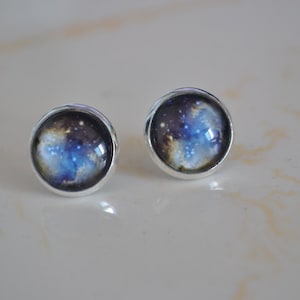 Galaxy Stud earrings, Universe post earring, Handmade ear stud, space earring, Birthday /Anniverysary / Wedding Gift jewelry  (EH011)
