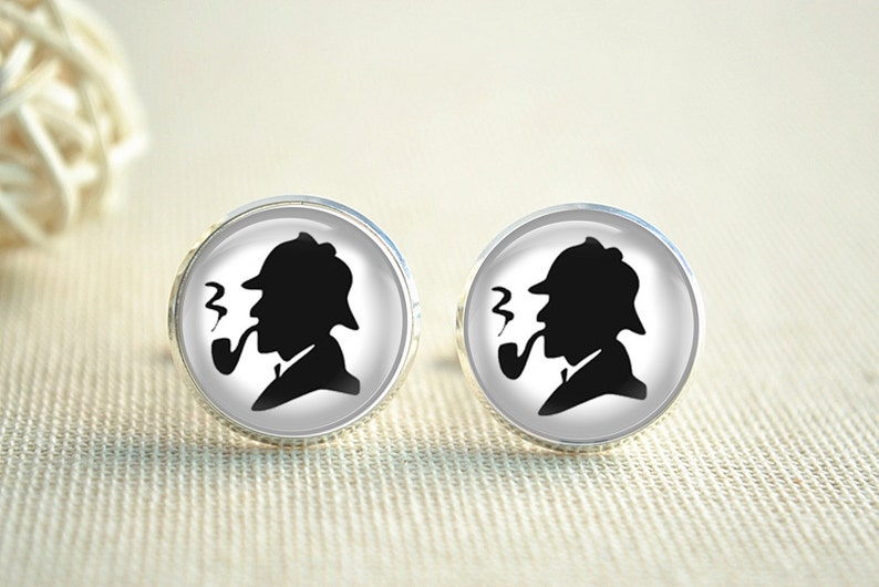 Sherlock Holmes Cufflinks pipe cufflinks XK153 personalized cufflinks,wedding cufflinks,groomsmen cufflinks detective cufflinks tie clip