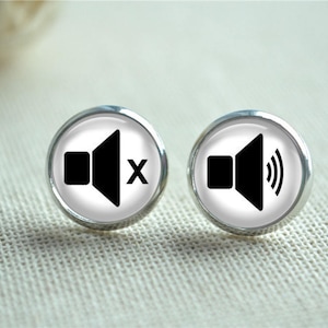 Deaf Earrings,I'm Deaf Stud Earrings, Volume icon stud earrings, Sound Speaker volume sign ear studs,Unisex gift, personalized gift (ER200)