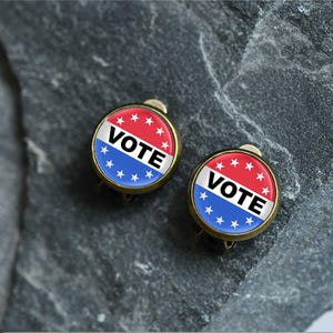 Vote Clip Earrings, Vote Stud Earrings, Support Voting Rights Vote 2024 Keepsake gift, Political Jewelry Unisex gift