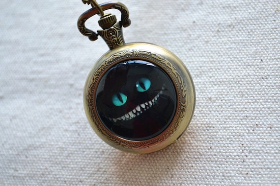 Alice In Wonderland Cheshire Cat Pocket Watch SHIPPING AVAILABLE Alice in Wonderland Alice Pocket Watch, Alice main image 2