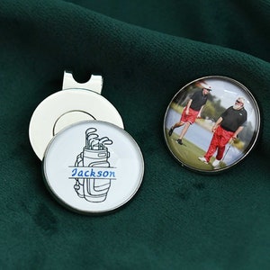 Personalisierter Golfball Marker,Foto Golfer Hutclip,Golf Accessoire 25mm Magnetischer Hutclip,Verlobten Freund Geschenk,Vatertagsgeschenk -GM02