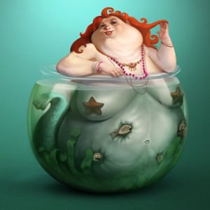 Fat Mermaid Diamond Painting,Ocean Mermaid Witch Photo 5D Diamond Painting Kit,Handmade DIY Diamond Mosaic Embroidery Full Drill Home Decor