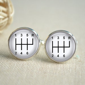 Car Cufflinks & Tie Clip set,Gear Shift Cabochon Mens Accessories, Car Tie Clip,Wedding cufflinks,Grooms cufflinks  (XK034)