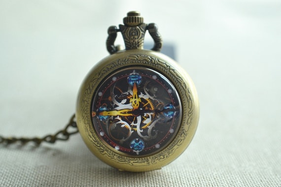 Orologi Da Taschino Steampunk Bronzo Collana Catena Quarzo Uomo - Foto 5