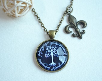 Life Tree Necklace White Tree of Gondor Picture Pendant Necklace Wedding accessory Unisex gift personalized gift (XL042)