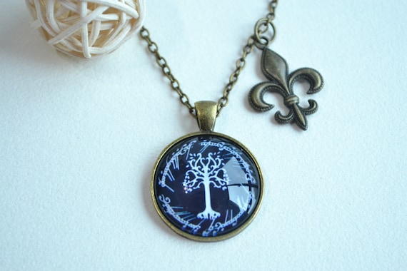 Life Tree Necklace White Tree of Gondor Picture Pendant Necklace Wedding accessory Unisex gift personalized gift (XL042)