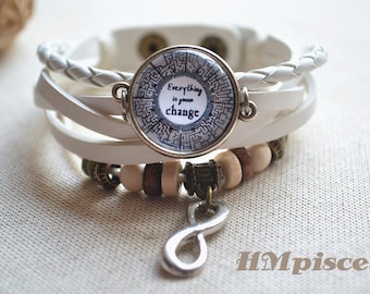 Maze Runner Bracelet,Maze Leather Bracelet,Infinity charm bracelet, &#39;Everything gonna change&#39; quote Braided Leather Bracelet Gift (SL036)