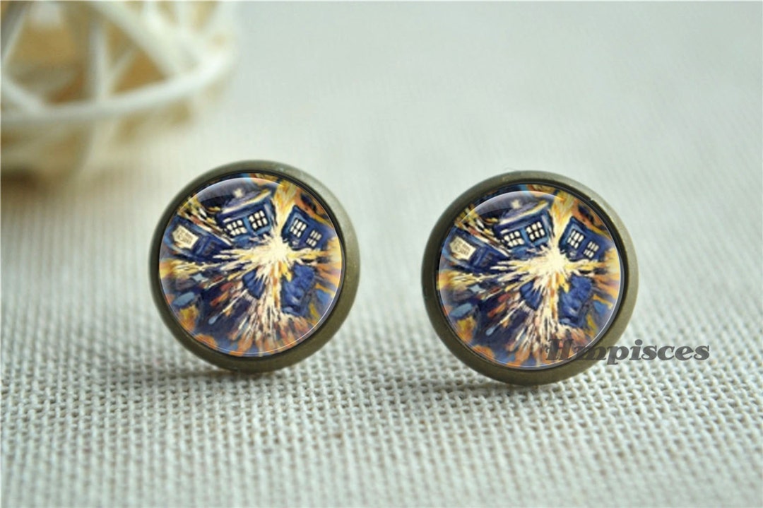 Tardis Earrings, Doctor Who Stud Earrings, Van Gogh Art Jewelry, Police ...