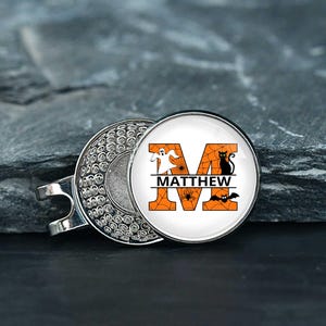 Benutzerdefinierte Monogramm Golfball Marker, personalisierte Golfer Hutklammer, Golf-Zubehör 25 mm magnetischer Hutclip, Geschenke, Halloween-Geschenk Vater Geschenk-GM03