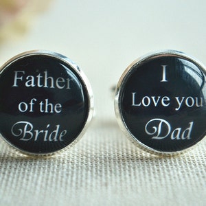 Wedding Cufflinks,Father of the bride,I love you dad Cuff Links ,Personalized Cufflinks, Mens Accessories,Wedding accessories(XK022)