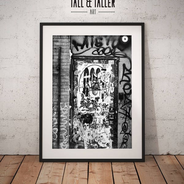 NEW! Graffiti Poster Print, New York City Photography, Black and White Photography, NYC Digital Download, Door Print, Street Printable Art.