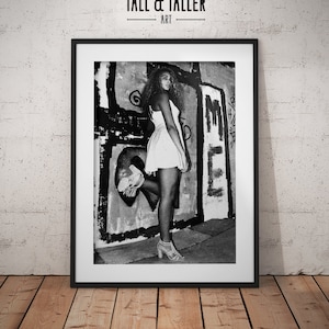 Art Print. Woman on heels. Black and White print, Graffiti Wall Art, Home Decor, Wall Decor, Black & White Photography Print. NEW ARTWORK!