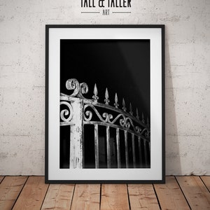 Black & White Art Print, Metal Art Nouveau Gate , Instant Digital Download, Printable wall art, Print Wall decor, Photography, Poster Print
