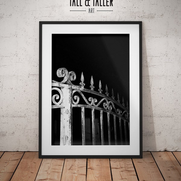 Black & White Art Print, Metal Art Nouveau Gate , Instant Digital Download, Printable wall art, Print Wall decor, Photography, Poster Print