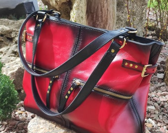 Grand sac fourre-tout, sac cabas rouge, fourre-tout pratique pour femmes, sac de tous les jours spacieux, sac élégant et durable pour le travail