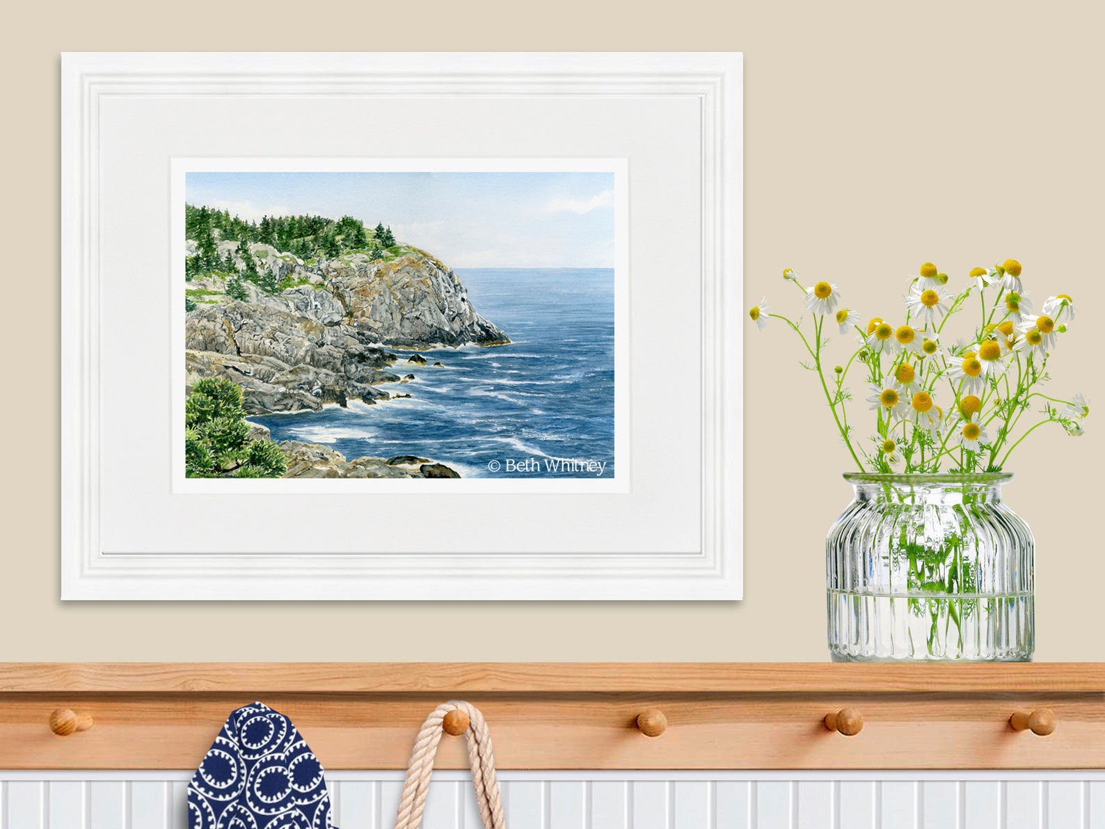 Whitehead Cliff Monhegan Island Watercolor Print Maine Etsy
