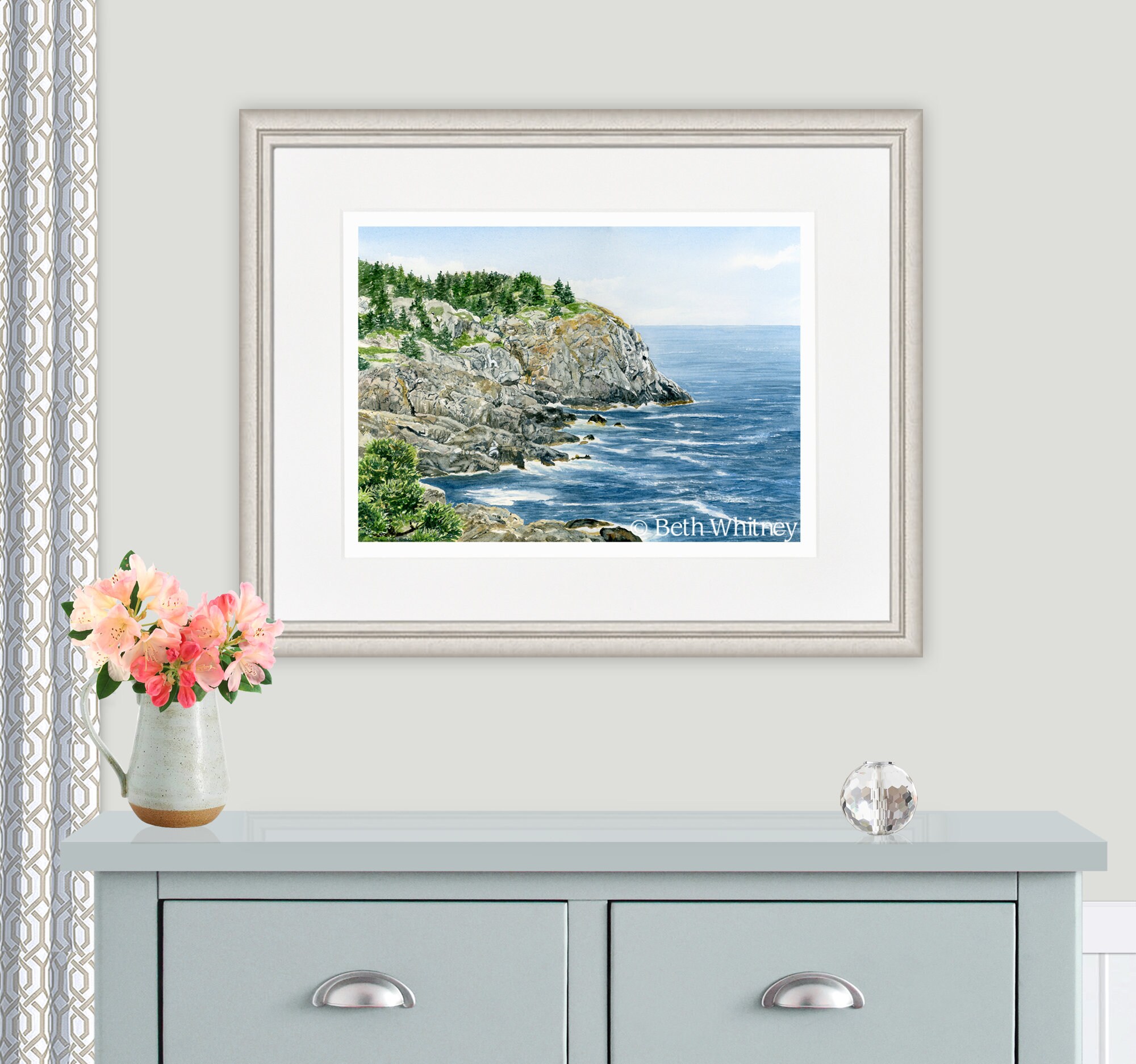 Whitehead Cliff Monhegan Island Watercolor Print Maine Etsy