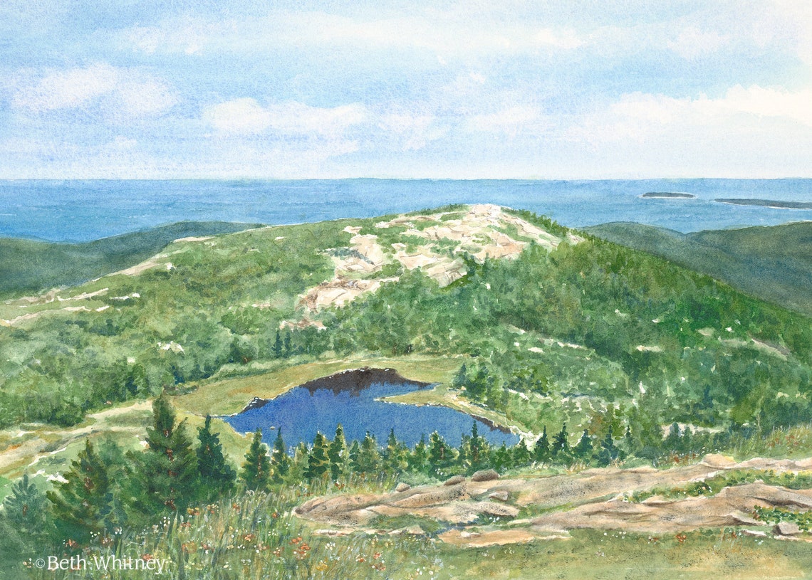 Acadia Watercolor Art Print Mount Desert Island Maine Etsy
