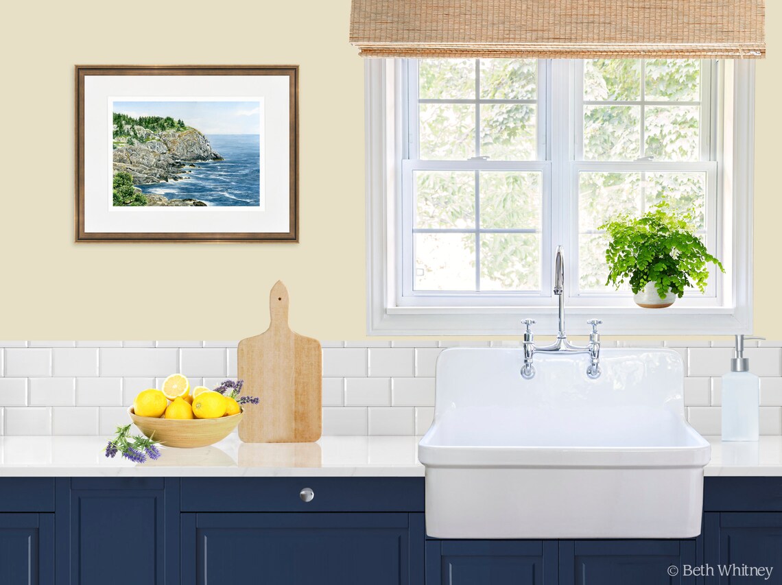 Whitehead Cliff Monhegan Island Watercolor Print Maine Etsy