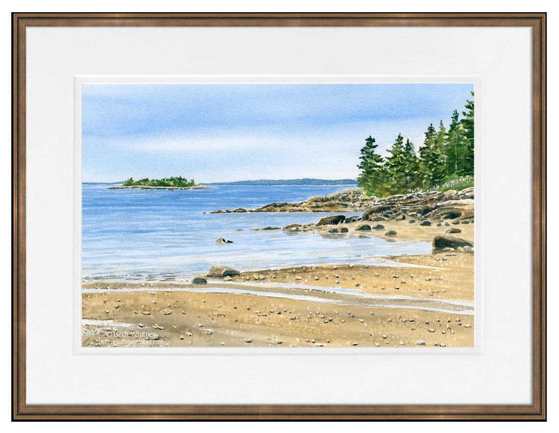 Curtis Cove Beach Original Painting 12x16 Matted Watercolor Etsy