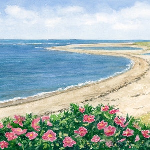 Chatham Lighthouse Beach Watercolor Print, Cape Cod Painting, Coastal Grandmother Wall Art, Cape Cod Beach House Decor, Ocean Path Painting