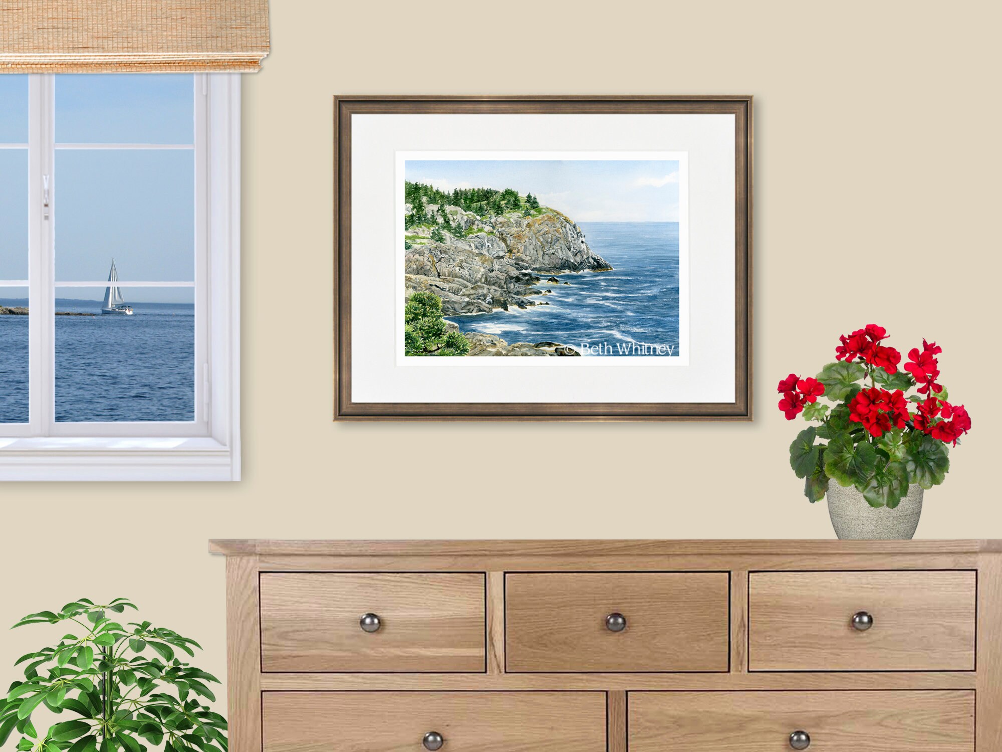 Whitehead Cliff Monhegan Island Watercolor Print Maine Etsy