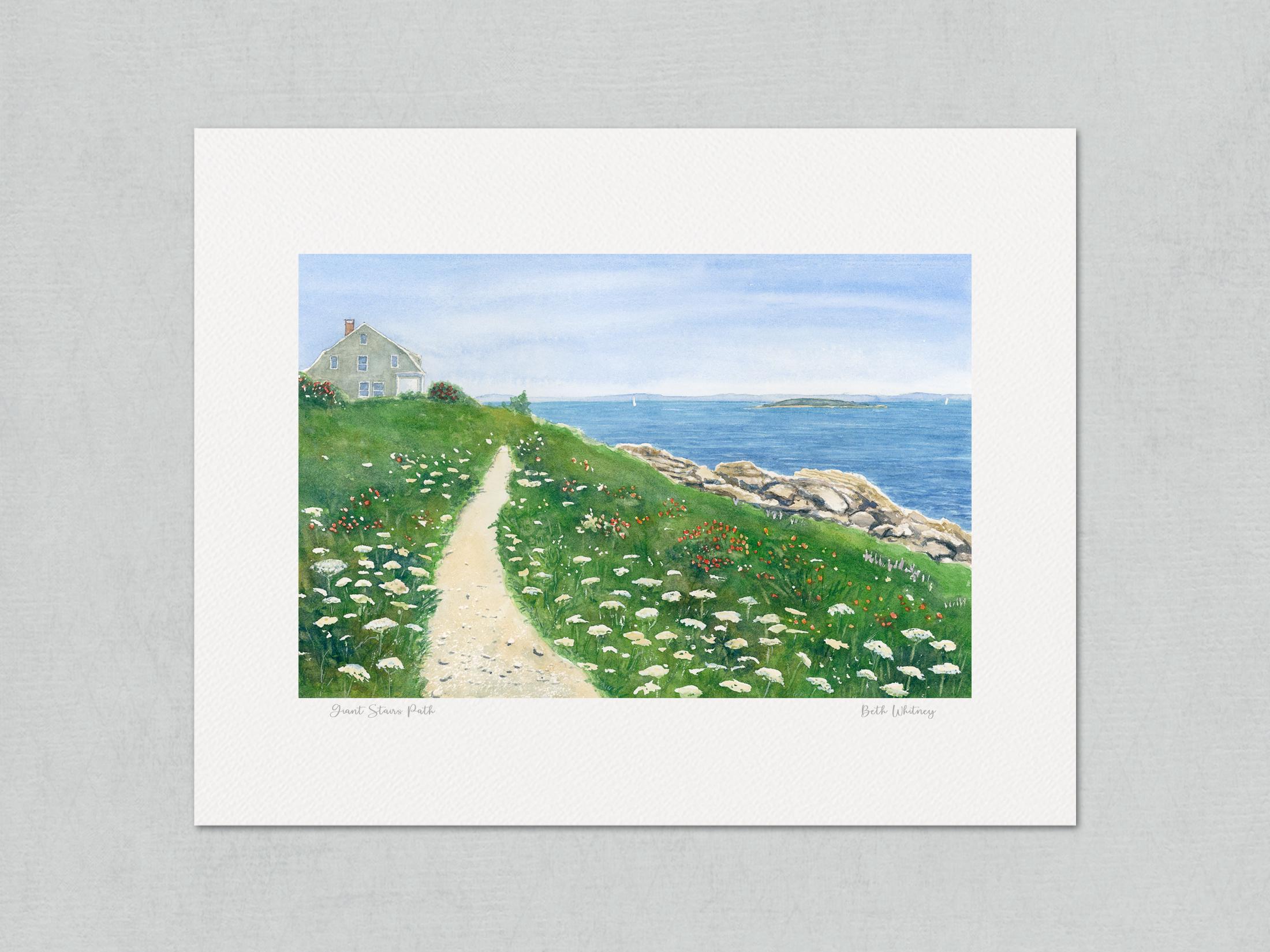 Giant Stairs Path, Bailey Island - Harpswell Maine Watercolor