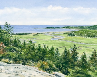 Morse Mountain Art Print, Phippsburg, Maine Painting, Summer Vacation Art, Coastal Home Decor, Seascape Painting