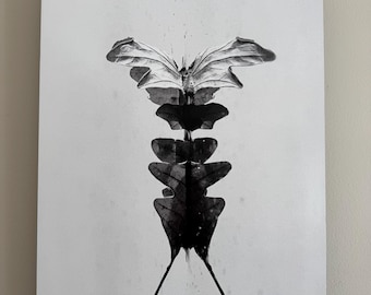 Leaf in water 'The Illusion' B&W photograph mounted on wood panel
