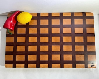 Check Pattern Maple and Cherrywood End Grain Cutting Board