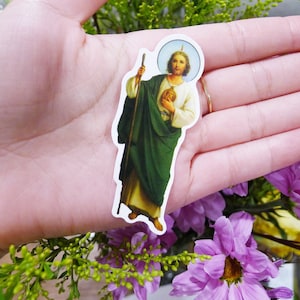 San Judas Stickers Catholic Saints Religious Sticker Waterproof Glossy Vinyl Laptop Stickers Hydro Flask Journal Scrapbooking sticker