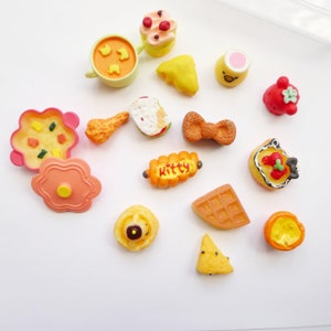 Cute Miniature foodie plastic charm DIY craft for Phone case hair clip decoration Slime Charm Resin Food Flatback Cabochon Accessories 17pcs