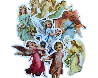 ybk❗️angel 3/4 3 Sheets Self Adhesive Victorian Angels Stickers Colorful