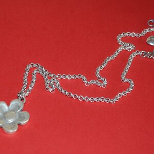 Thick silver plated chain necklace-flower pendant necklace uno no de 50 style necklace-stylish unique necklace-charm necklace zdjęcie 2