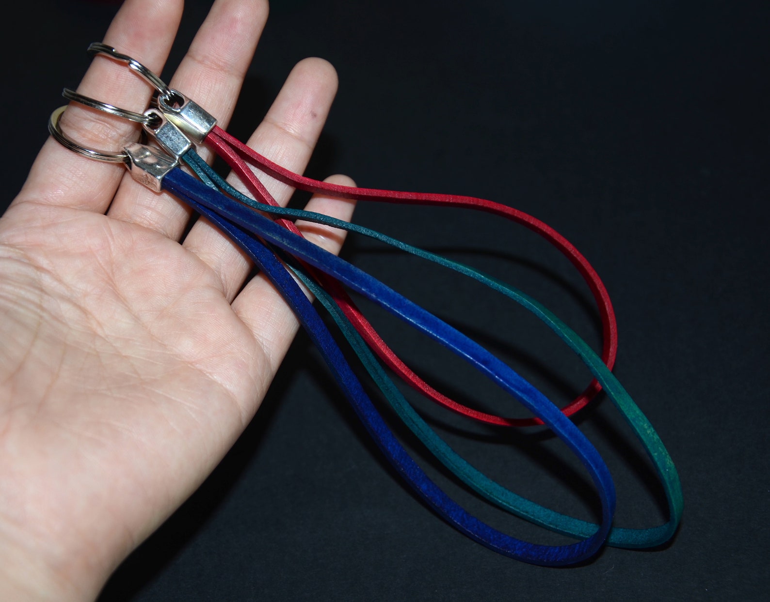 A Set of Three Leather Cord Keychain Leather Cord Etsy