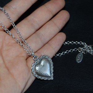Thick silver plated chain necklace-heart pendant necklace-elegant necklace-stylish unique necklace-heart charm necklace