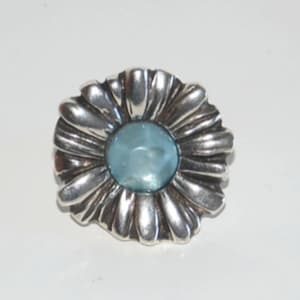 Silvering vintage ring, sunflower ring,blue resin mosaic,special design and very good quality image 4