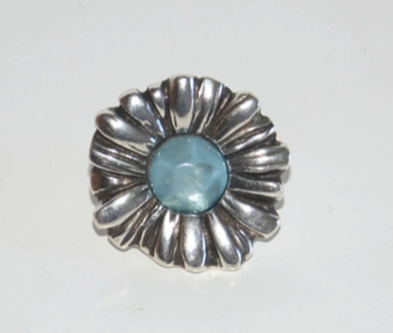 Silvering vintage ring, sunflower ring,blue resin mosaic,special design and very good quality image 4