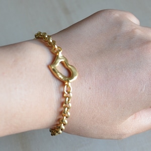 Goud gevulde koperen ketting armband-onregelmatige hart connecter armband-unieke stijl armband-Europa gemaakt armband-Valentijnsdag armband