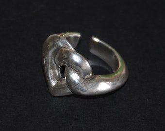 Silvering vintage ring-silver plated Zamak ring-Spain made heart ring-heart shape ring-uno no de 50 style ring