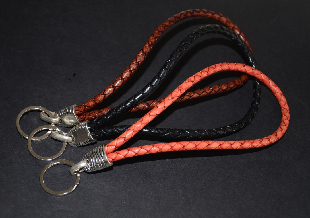 High Quality Braided Leather Cord Keychain, Leather Cord