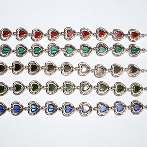 Zamak Herz Armband mit Glasherz Perlen Armband, Bettelarmband, rotes Herz Armband, grünes Herz Armband, schwarzes Herz Armband