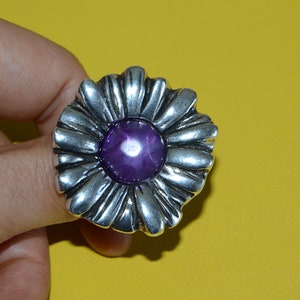 Silvering vintage ring, sunflower ring,blue resin mosaic,special design and very good quality image 9