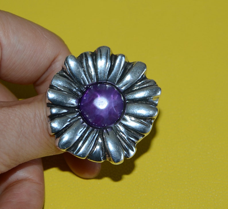 Silvering vintage ring, sunflower ring,blue resin mosaic,special design and very good quality image 8