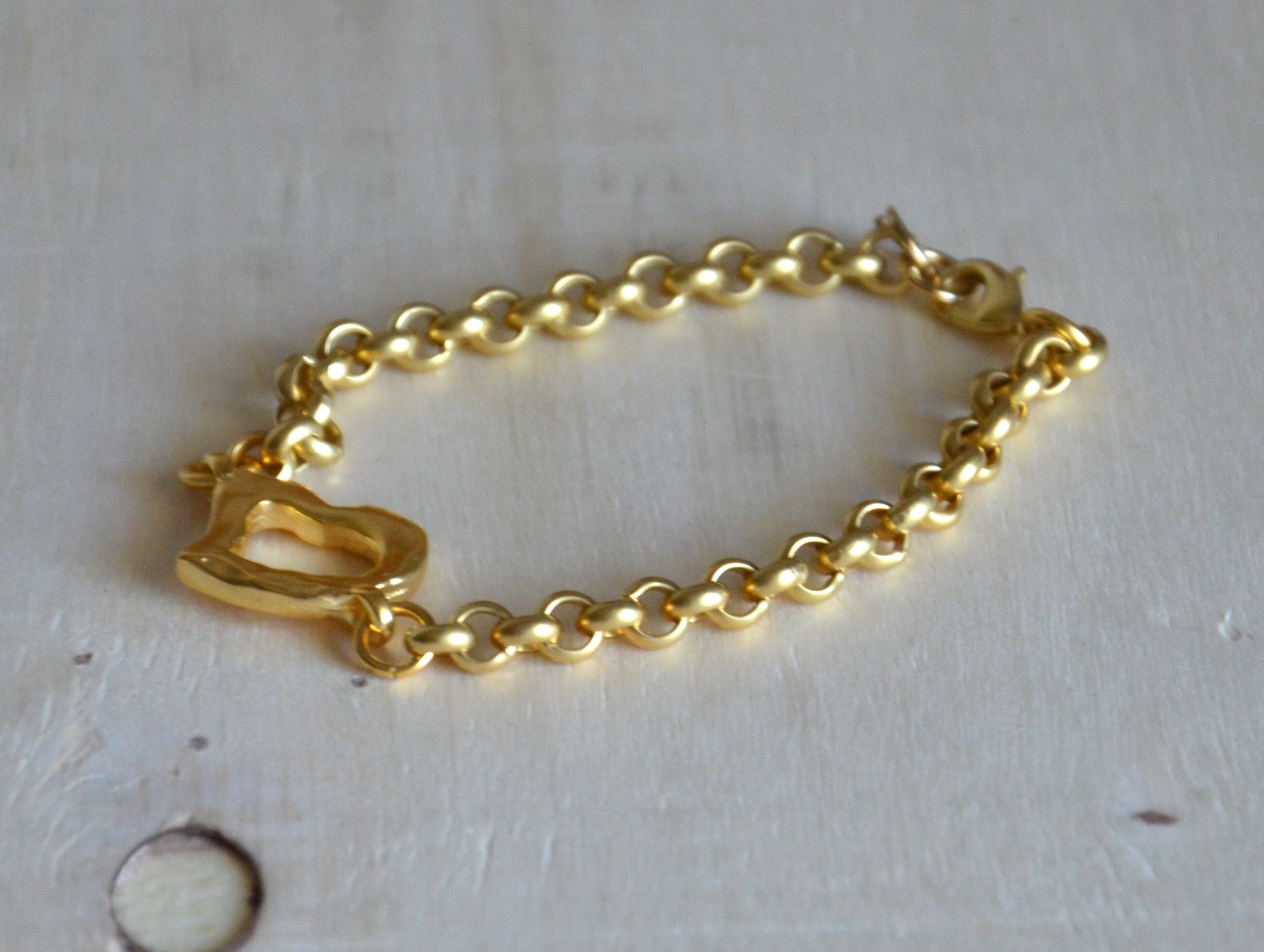Gold filled brass chain bracelet-8 mm gold round beads  bracelet-unique style bracelet-europe made bracelet-Valentine's Day bracelet
