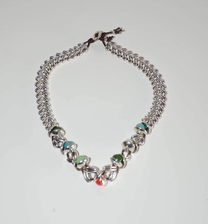 antique silver color necklace. My favorite short necklace,natural elements with leaves and red flower bud,leaves necklace