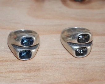 Silvering zamak vintage ring,with dark blue Sworovski crystal,special design and very good quality