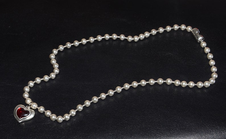 Women short chain necklace-heart pendant necklace-stylish chain necklace-pendant choker-heart choker-beaded chain necklace zdjęcie 4